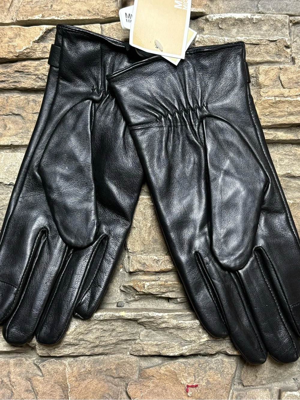Michael Kors Women’s Black Leather Driving Gloves Sz Large NWT Classic